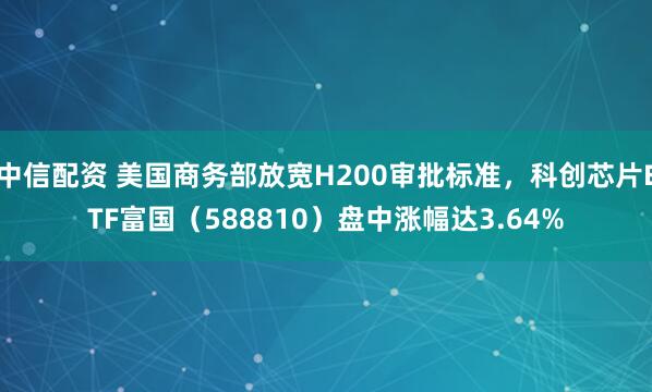 中信配资 美国商务部放宽H200审批标准，科创芯片ETF富国（588810）盘中涨幅达3.64%